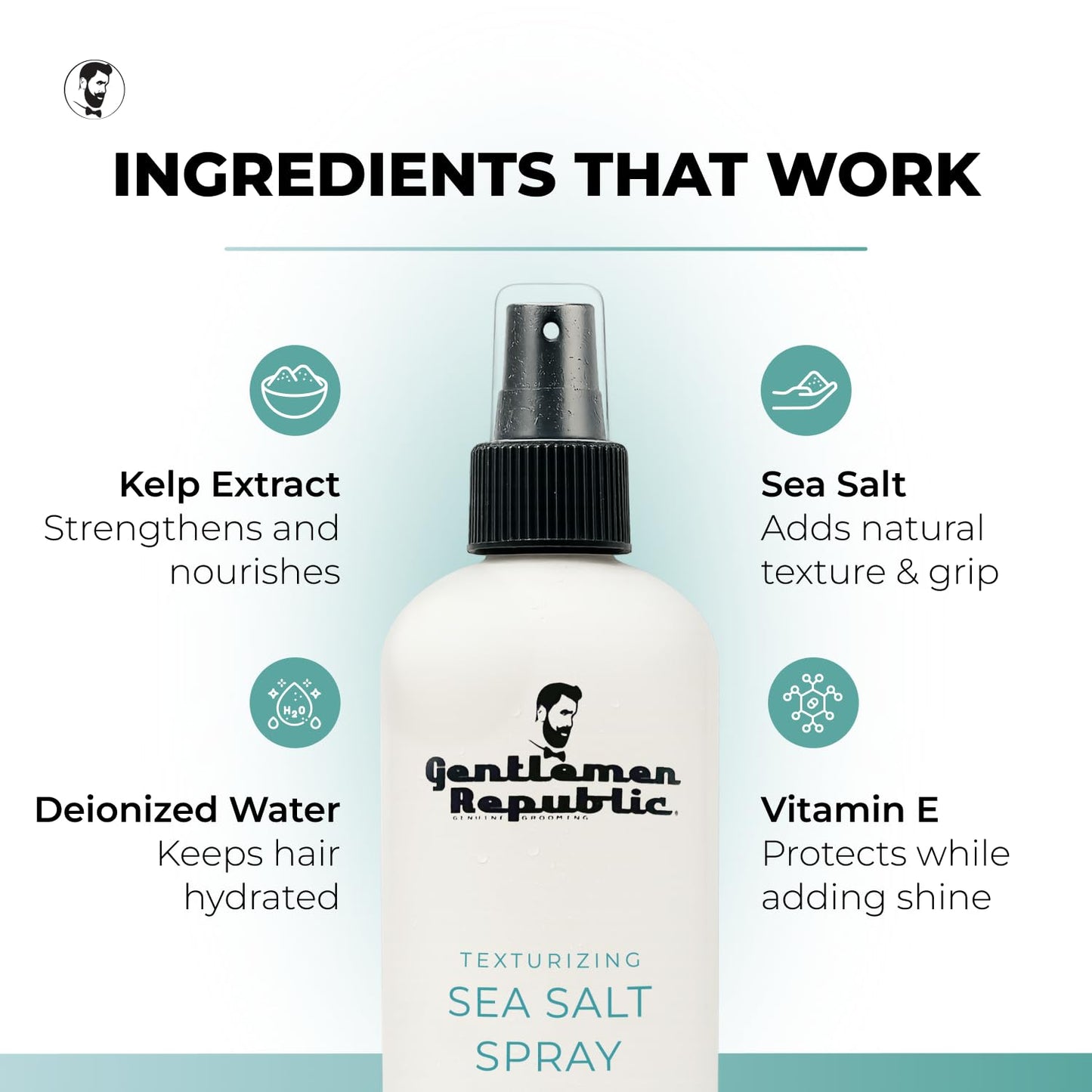 Gentlemen Republic Sea Salt Spray for Men & Women - Hair Texturizing Spray with Dead Sea Salt, Vitamin E & Kelp - Adds Volume & Texture - Lightweight