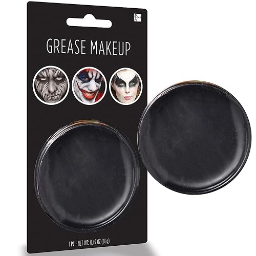 Black Grease Makeup - 0.49 oz. (Pack of 1) - Pigmented & Long-Lasting Formula Perfect for Halloween & Theatrical Performances