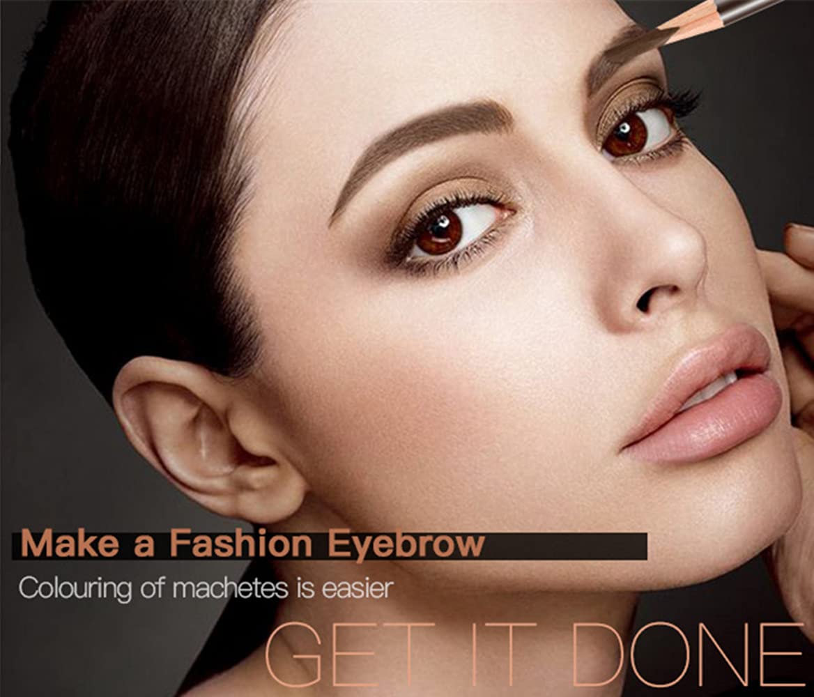 Go Ho 12 PCS Dark Brown Eyebrow Eyeliner Pencils,Sweatproof Eyebrow Pencil,Long-lasting Nice Color Eye Brow Gel Pen Makeup Brow Tint Sticks?Dark