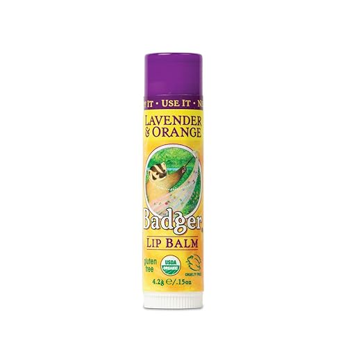 Badger - Classic Lip Balm, Lavender & Orange, Made with Organic Olive Oil, Beeswax & Rosemary, Certified Organic, Moisturizing Lip Balm, 0.15 oz
