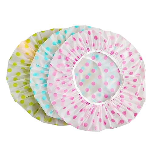 TCOTBE 6 Pieces Waterproof EVA Plastic Shower Cap,Elastic Reusable Bathing Cap,Beauty Salon Spa Lace Elastic Band Flower Printed Hat Environmental