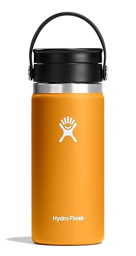 Hydro Flask Flex Sip Coffee Tumbler - Insulated Stainless Steel, Non Spill, Leak Proof Travel Coffee Cup 16 Oz Fossil Brown