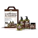 Difeel 4-PC Caffeine & Castor Faster Growth Shampoo & Conditioner Hair Care Gift Set - Includes 12oz Shampoo, 12oz Conditioner, 12oz Hair Mask & 7.1oz