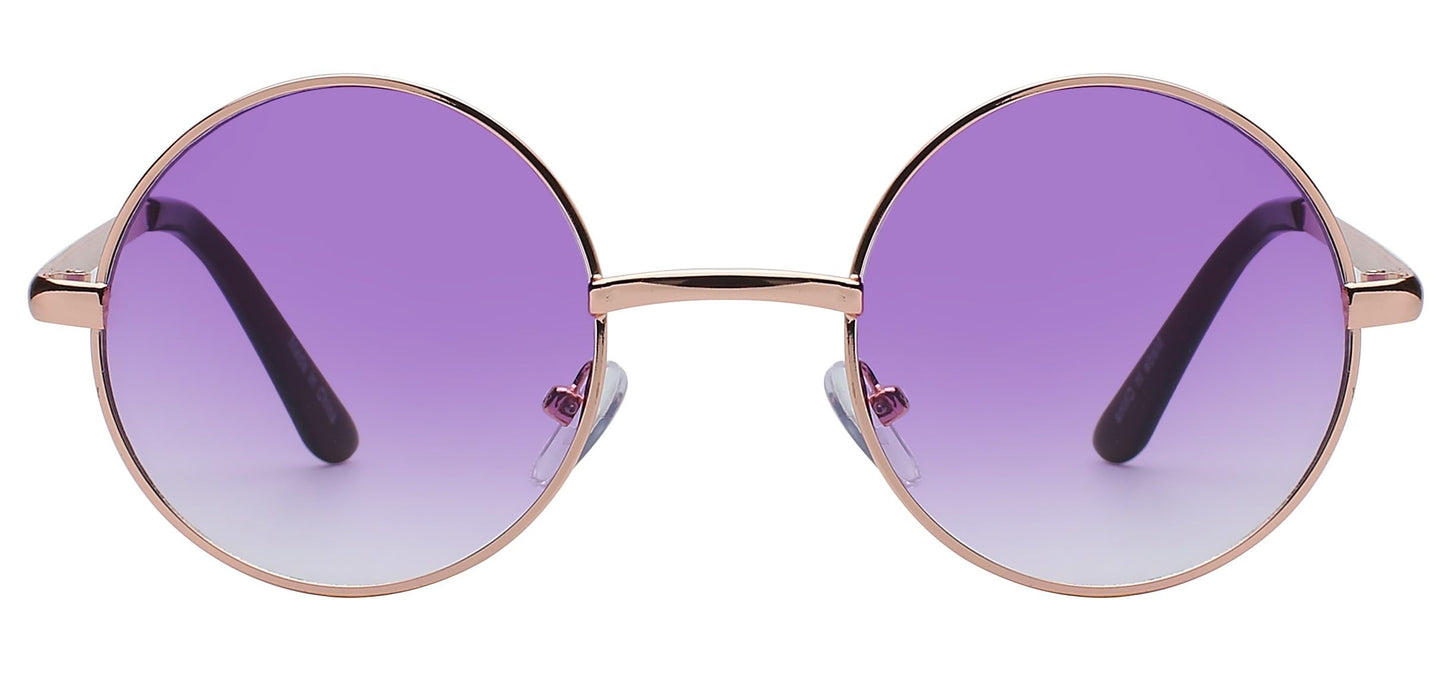 OWL Round Purple Gradiant Sunglasses Metal Frame Hippie Sunglasses UV400 Polycarbonate Lens John Lennon Sunglasses for Men Women