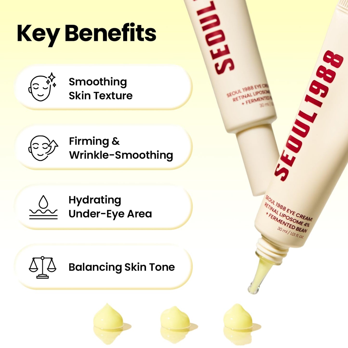 K-SECRET SEOUL 1988 Retinal Eye Cream | Retinal Liposome 4% for Dark Circles & Crow's Feet Care | Niacinamide, Bakuchiol, and Fermented Bean | Korean Beauty and Personal Care K-SECRET