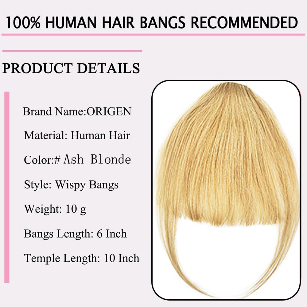 ORIGEN Clip in Bangs Human Hair Hairpieces for Women, Black Beauty and Personal Care ORIGEN