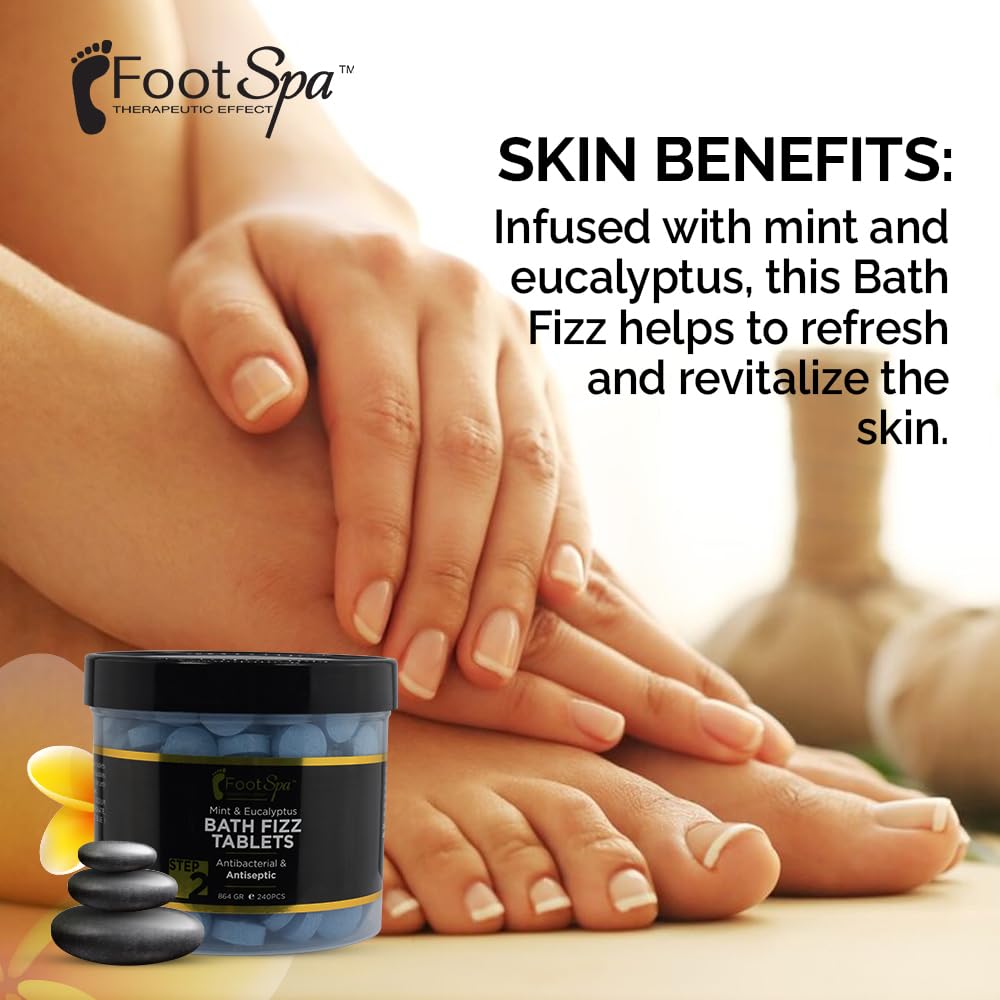 FOOTSPA - Bath Fizz, Mint & Eucalyptus - Relaxing Aromatherapy - 42 Ounces