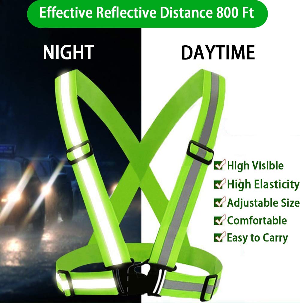 Reflective Vest, Reflective Glow Belt with 2Pack Reflector Armbands, Adjustable Elastic Safety Vest Outdoor Reflective Belt High Visibility…
