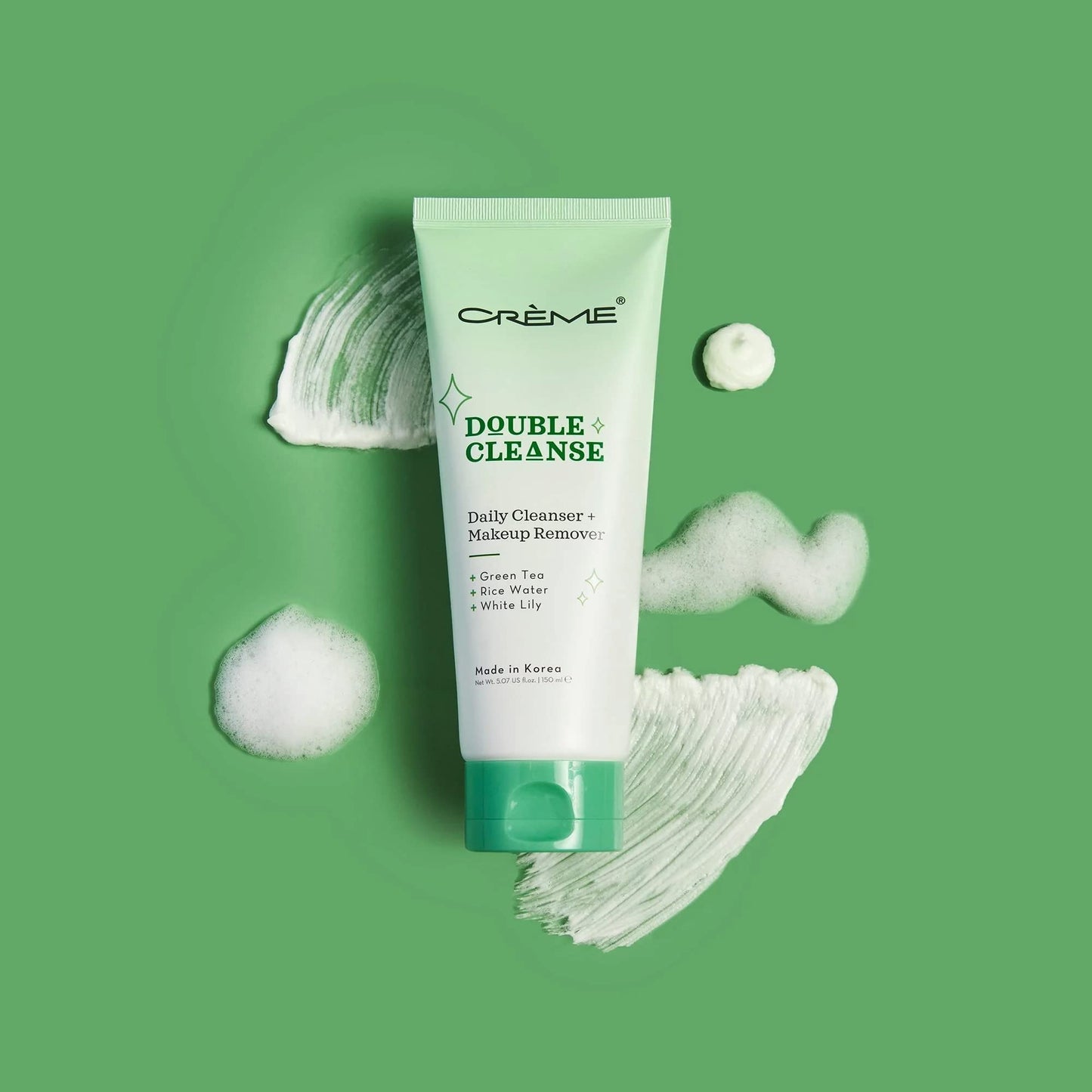 The Crème Shop Korean Skincare Double Cleanse 2-In-1 Green Tea Face Wash, Brightening Treatment, Acne Treatment, Calms Redness, Cleanses Pores, Makeup
