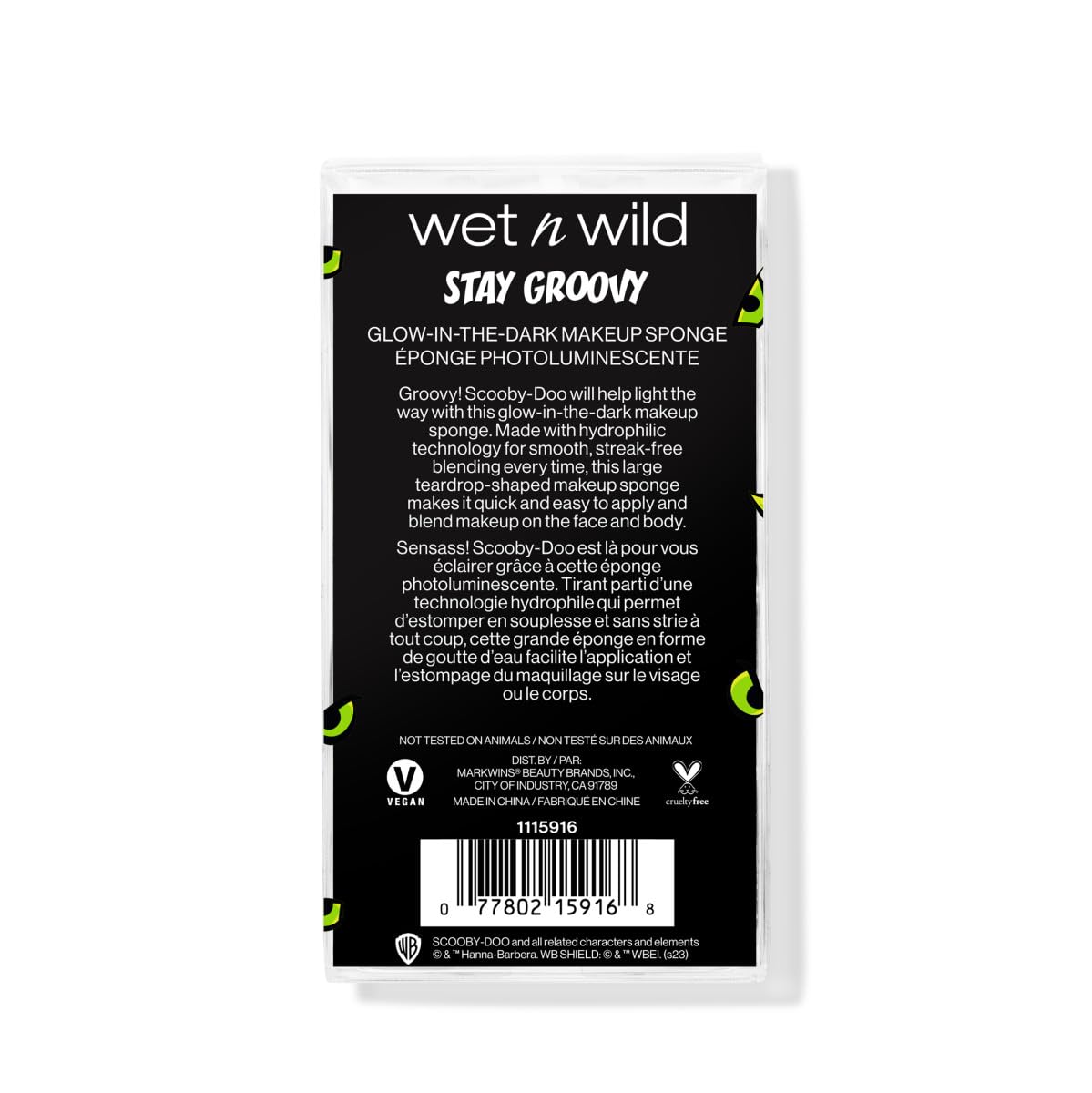 wet n wild Scooby-Doo Glow-in-the-Dark Makeup Sponge, Teardrop Shape for Seamless, Full Coverage, Cruelty-Free & Vegan - Stay Groovy