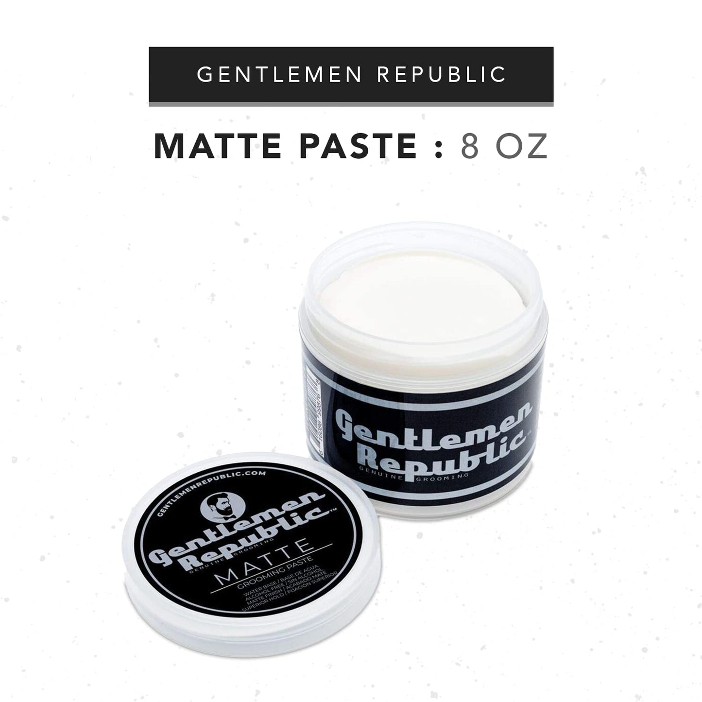 Gentlemen Republic 8oz Matte Paste for Men - Water-Based Men's Hair Paste with Strong Hold & Matte Finish - Alcohol-Free Hair Styling for Natural