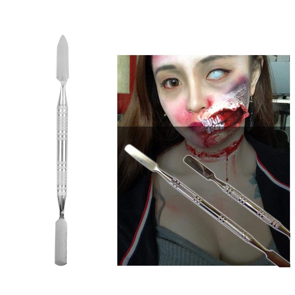 Modeling Scar Wax with Stainless Steel Double Ended Spatula Applicator Special Effects FX Makeup Tool for Theatrical Makeup and Halloween Fake Wound