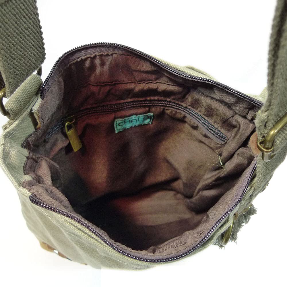 CHALA Handbag Patch Crossbody DOG Sand Brown Bag Canvas