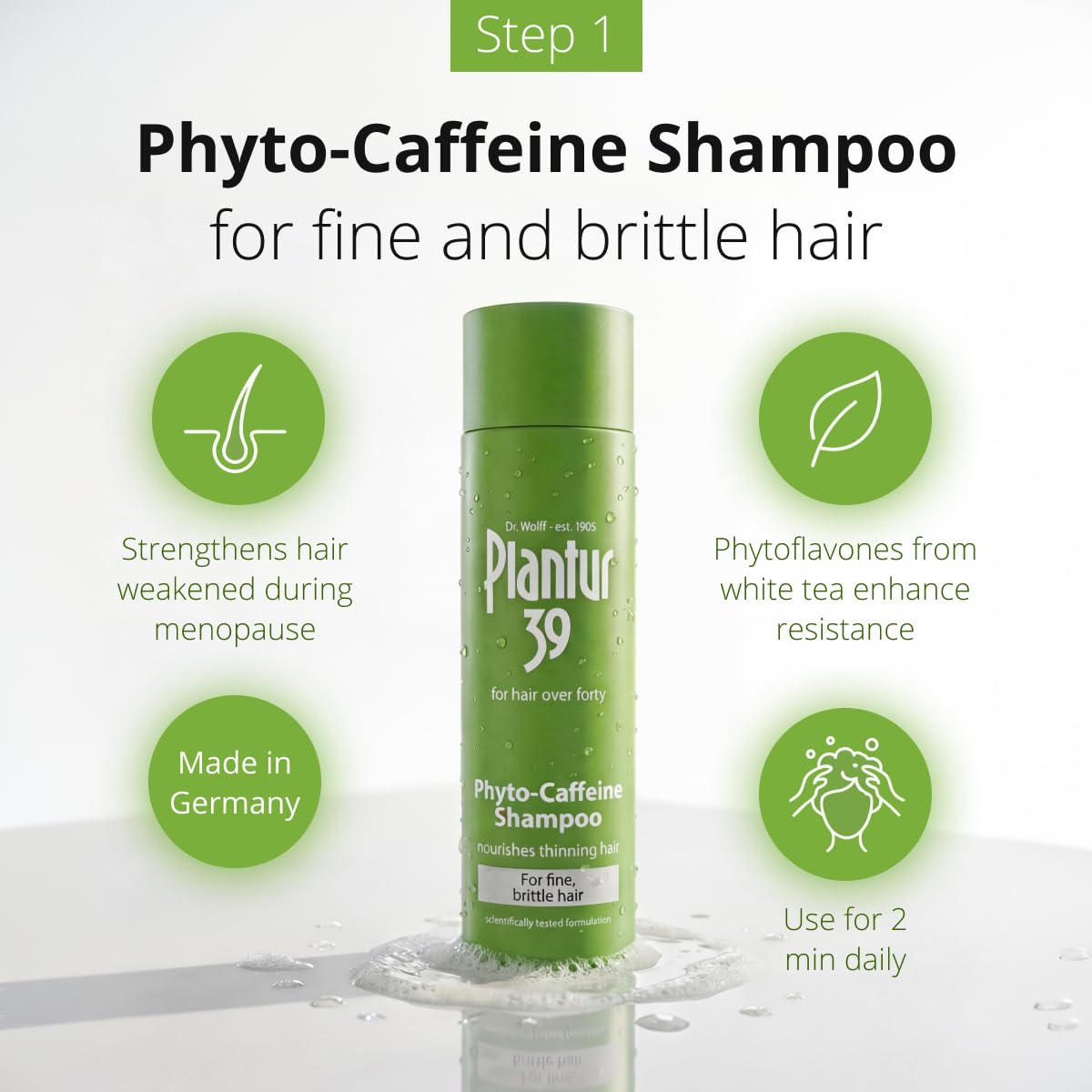 Plantur 39 3-Step System for Fine and Brittle Hair Bundle with Phyto-Caffeine Formula to Promote Natural Growth, Shampoo (8.45 Oz), Conditioner (5.07
