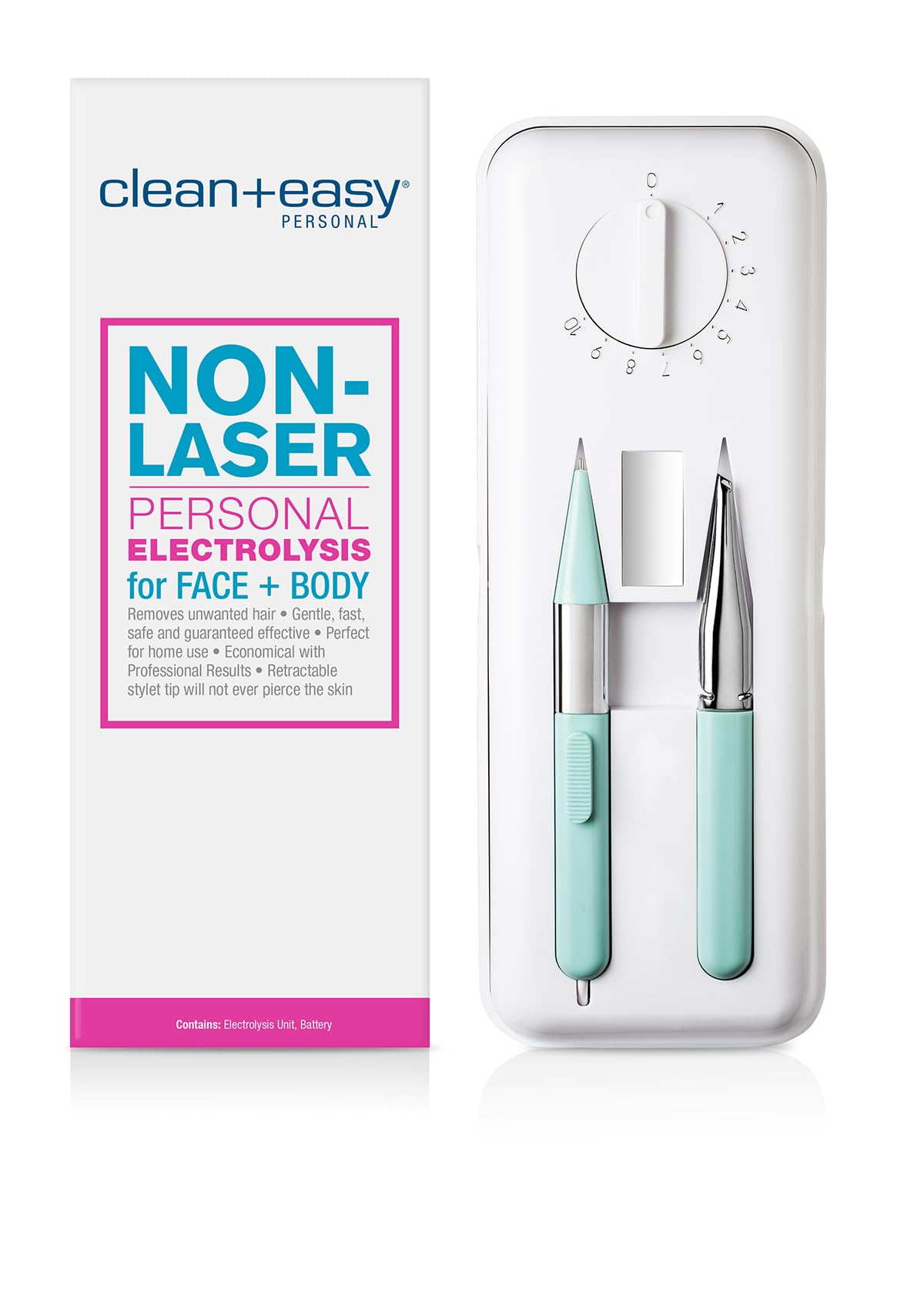 Clean + Easy Electrolysis Machine – Painless Permanent Hair Removal Device for Face & Body, Non-Laser At-Home Solution