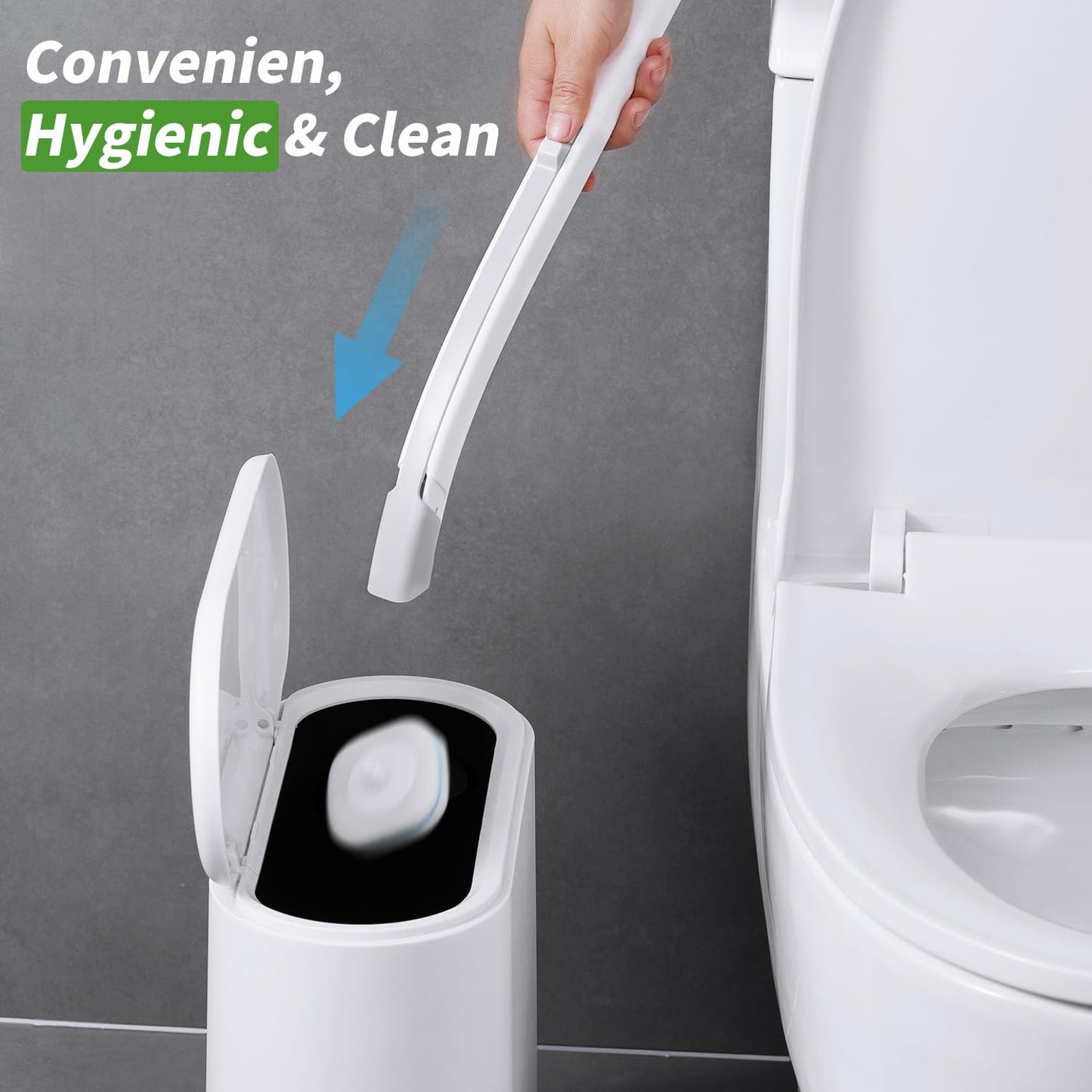 oshang Disposable Toilet Brush with Holder – Includes 14 Refills, Deep Clean Toilet Bowl Cleaner for Hygienic Bathroom Maintenance