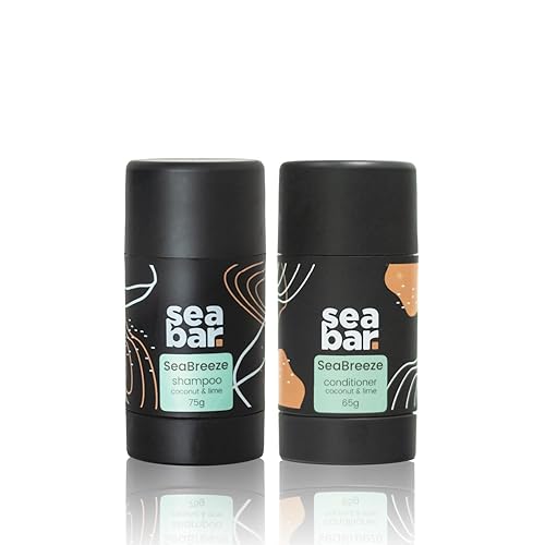 SeaBar Shampoo and Conditioner Bar Set with Refillable Applicator - Salon-Quality Cleanse & Condition - Volume & Soft, Manageable Lengths - Sulfate