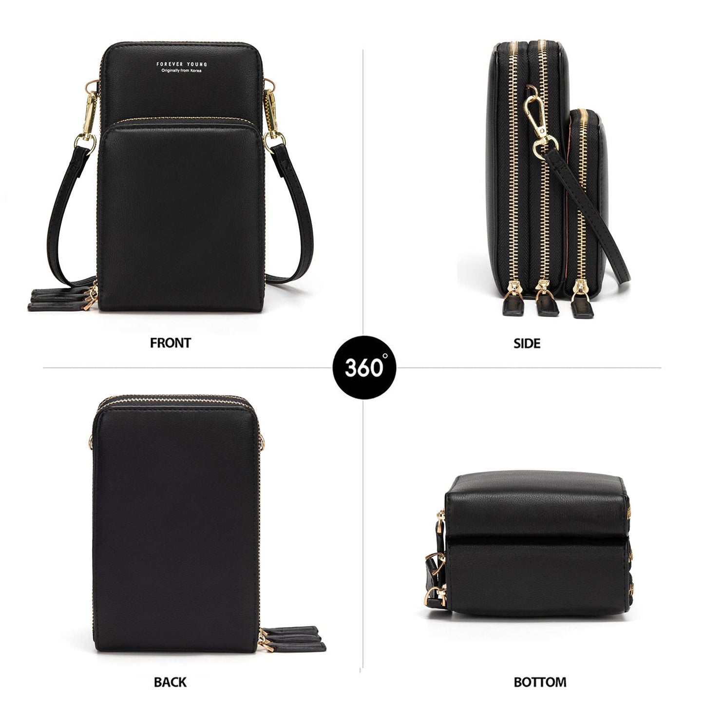 myfriday Small Crossbody Cell Phone Bag for Women, Mini Over Shoulder Handbag Purse with Credit Card Slots