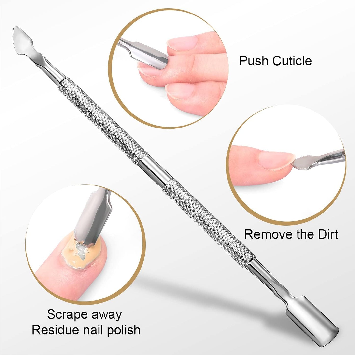 Cuticle Trimmer with Cuticle Pusher - Easkep Cuticle Remover Cuticle Nipper Professional Stainless Steel Cuticle Cutter Clipper Pedicure Manicure