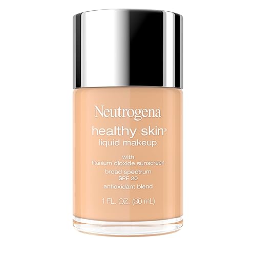 Neutrogena Healthy Skin Liquid Foundation Makeup Broad Spectrum SPF 20 Sunscreen, Medium Coverage, Vit B5, Antioxidants, All Day Wear, Warm Sand 270W