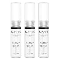 NYX PROFESSIONAL MAKEUP Butter Gloss, Non-Sticky Lip Gloss - Sugar Glass (Clear), Pack Of 3