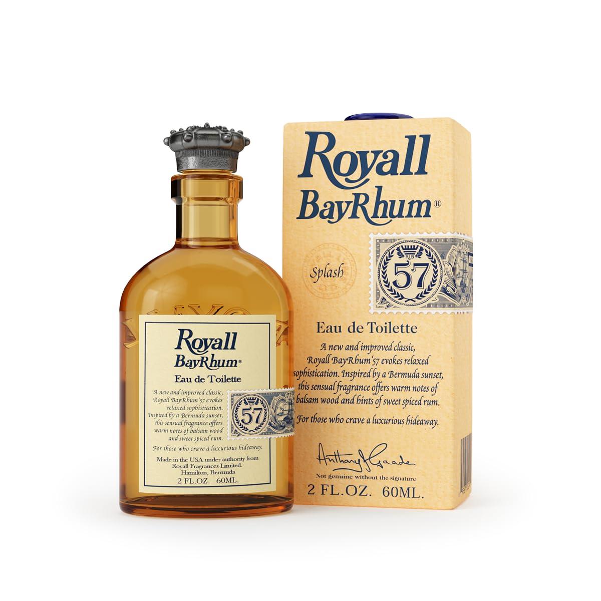 ROYALL BAYRHUM '57, Men's Heritage Eau de Toilette, Classic Bay Rum Fragrance - 2 Fl oz Splash