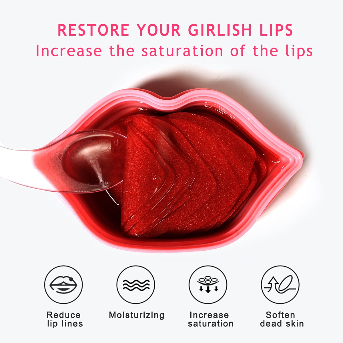 VEZE Lip Masks 20 Pcs, Mask for Dry Lip, Sheets, Collagen Skin Care, Crystal Pads Moisturizing, Anti-Wrinkle, Anti-Aging, Firms & Hydrates Lips, Sleep
