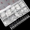 krofaue 500PCS Clear False Nails Tips - Half Cover Lady French Style Acrylic Artificial Tip Manicure with Box of 10 Sizes for Nail Tips Art Salons