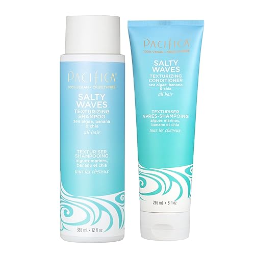 Pacifica Beauty Salty Waves Texturizing Shampoo + Texturizing Conditioner | For All Hair Types | Perfect and Effortless Beach Hair | 100% Vegan
