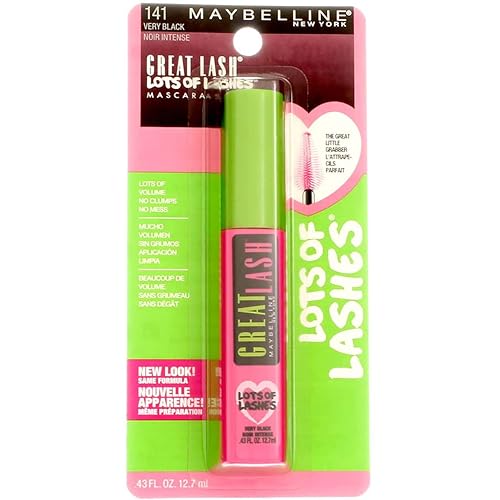 Maybelline New York Great Lash Lots of Lashes Washable Mascara, Very Black .43 Ounces (Pack of 3)