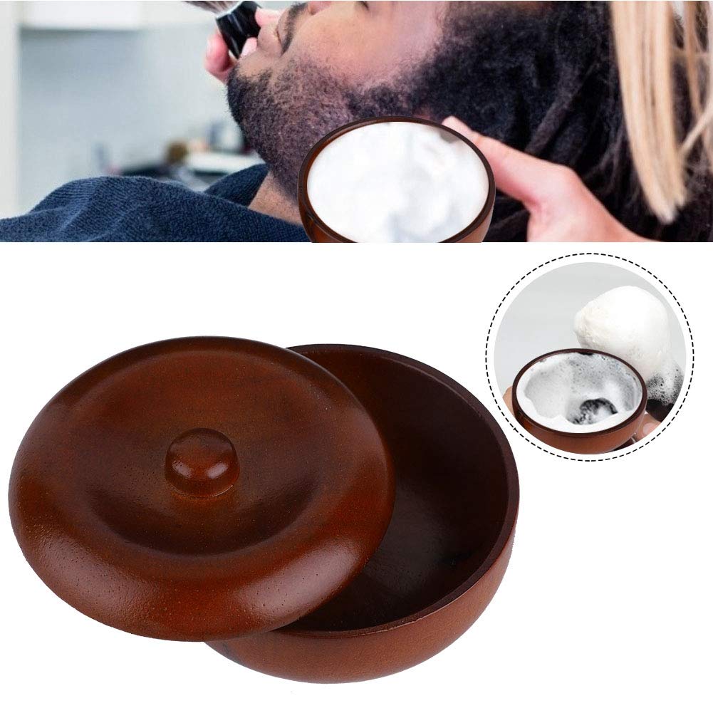 Buachois Wooden Shaving Soap Bowl with Lid, Durable Portable Traditional Wet Shaving Bowl for Cream and Soap, Easy to Clean, Travel Size Beauty and Personal Care Buachois