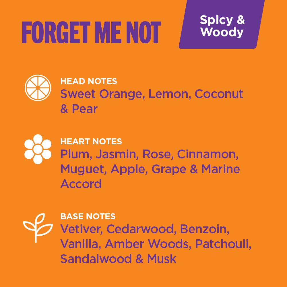 SIMPLY SEXY Affirmations Forget Me Not Pheromone Perfume Oil - Warm Spiced Woody Scent with Notes of Natural Orange, Lemon, Coconut, and Pear