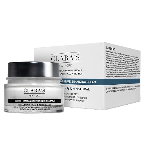 CLARA'S NEW YORK | Vegan Hyaluronic Acid Facial Cream | with Panthenol, Shea Butter | Intense Hydration Moisture Enhancing Smooth, Plump, Rich |
