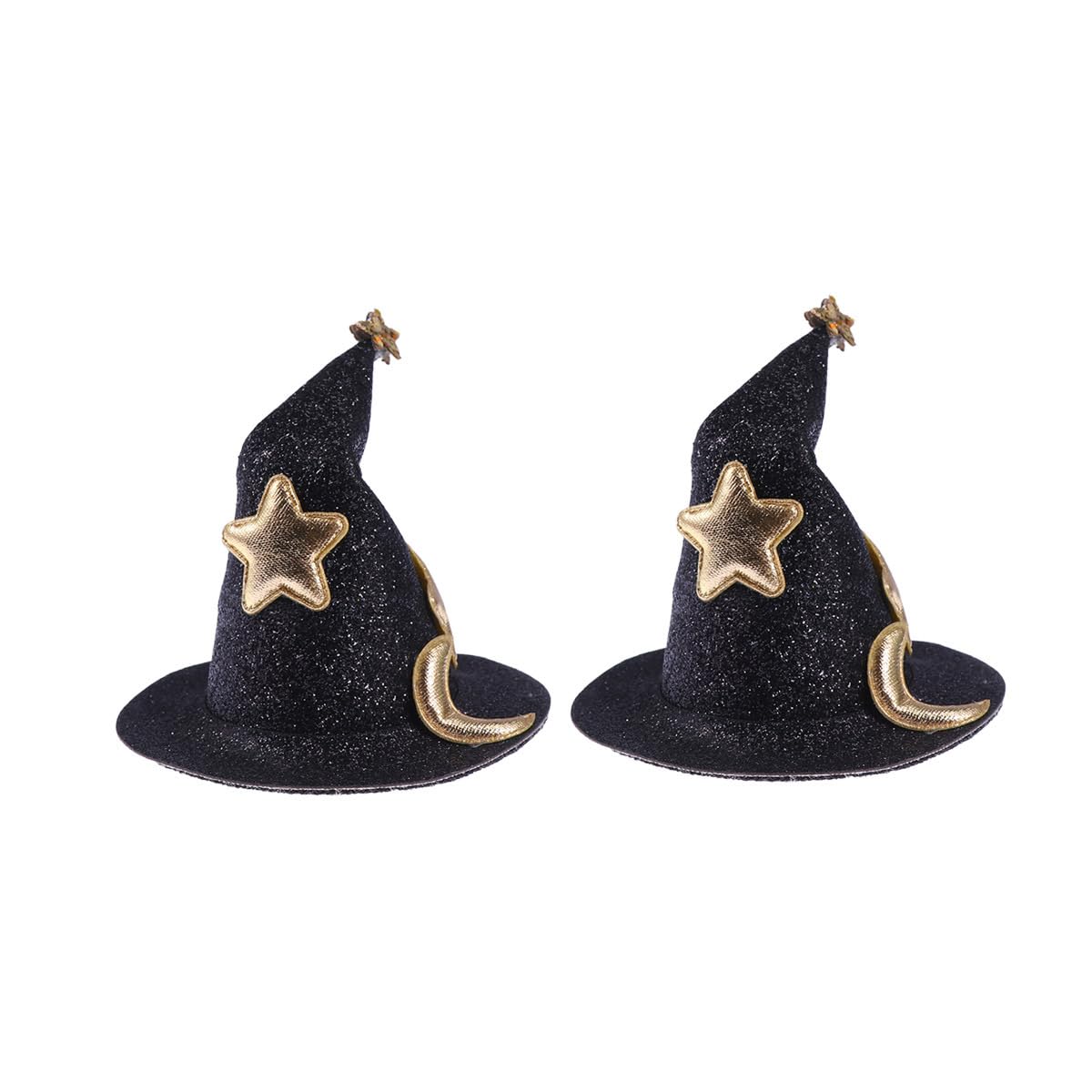 Happyyami 2pcs Mini Witch Hat Fascinators Women Girl Hat Hair Clips Hairpins Cute Barrettes Black