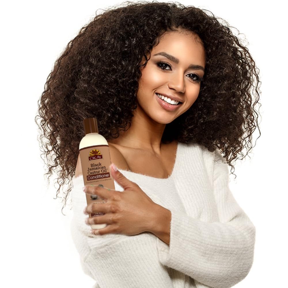 OKAY Black Jamaican Castor Oil Conditioner - Jamaican Black Castor Oil Conditioner for Women and Men with Argan and Shea Butter for Damaged Hair
