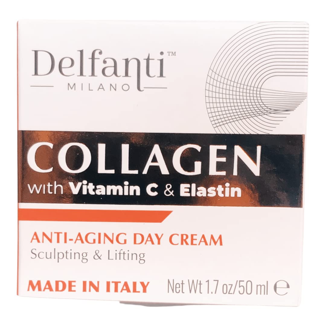 Delfanti-Milano • COLLAGEN with VITAMIN C & ELASTIN • Sculpting & Lifting • Anti-Aging Day Cream • Face and Neck Moisturizer • Made in Italy