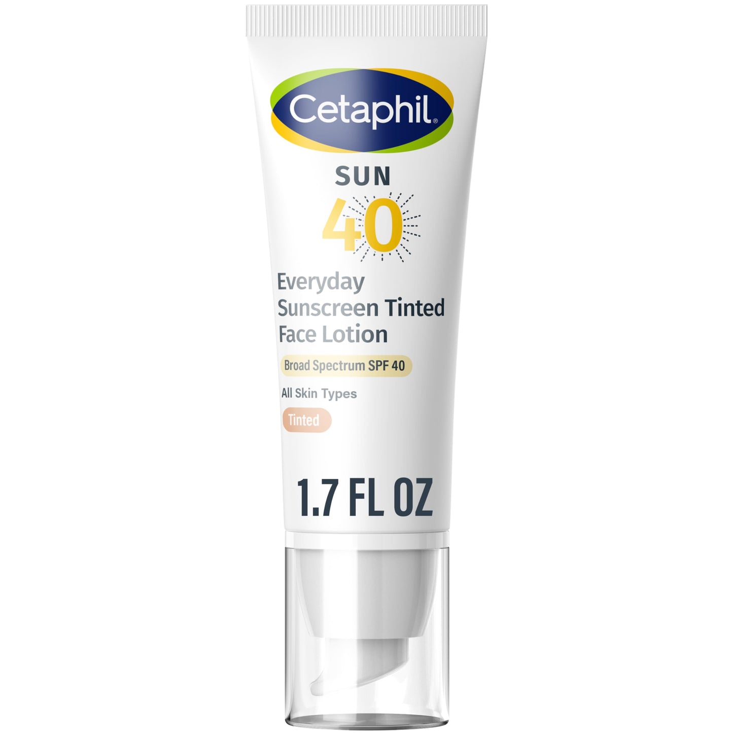 CETAPHIL Everyday Sunscreen Tinted Face Lotion, 1.7 fl oz, Travel Size Sunscreen, 100% Mineral UVA/UVB Filters: Titanium Dioxide & Zinc Oxide, SPF 40