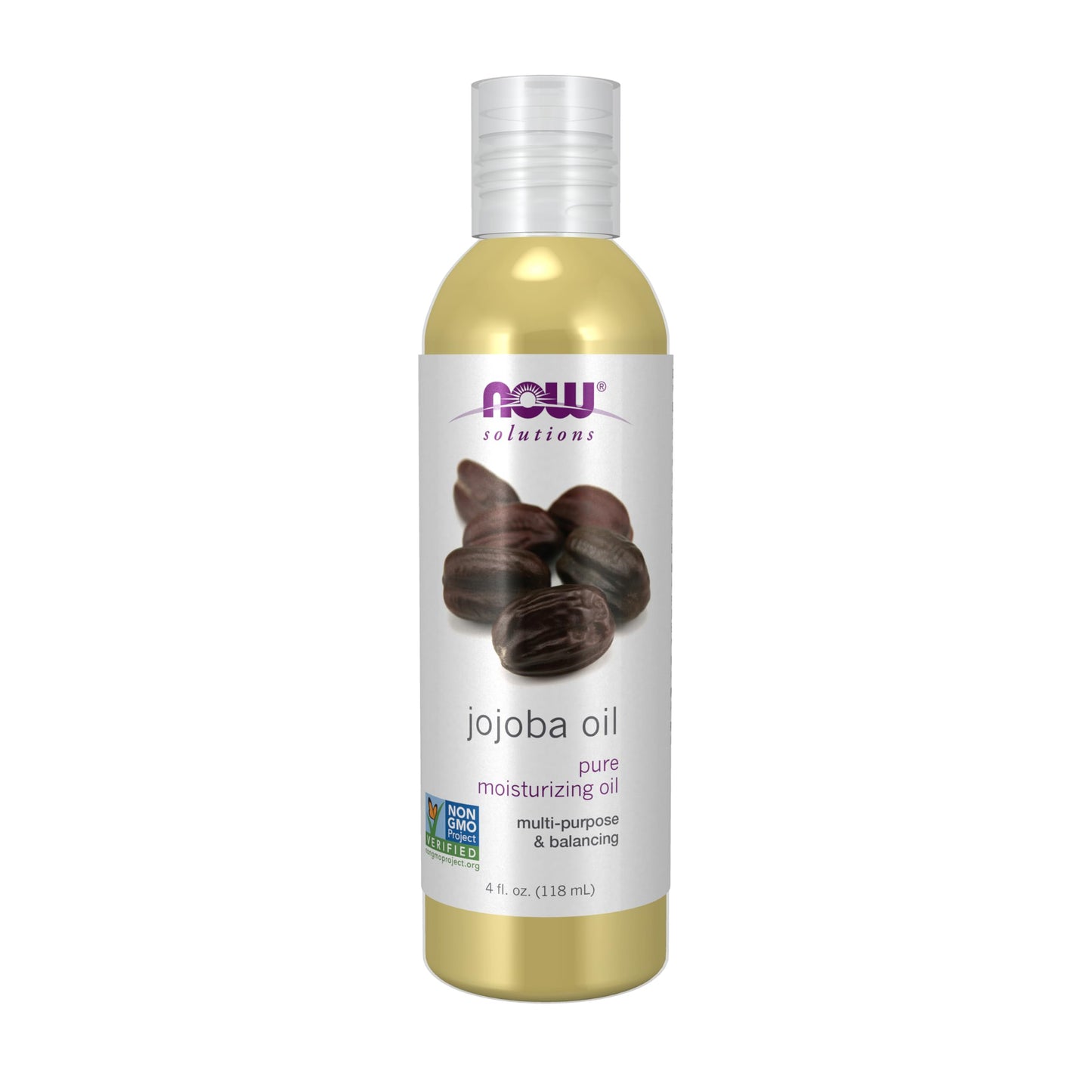 NOW Foods Solutions, Jojoba Oil, 100% Pure Moisturizing, Multi-Purpose Oil for Face, Hair and Body, 4-Ounce