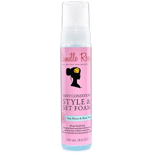 Camille Rose Style & Set Foam, Mint Condition - Sea Moss & Aloe Vera Hair Styling Mousse, Curl Defining, Volumizing + Frizz Control, 8 Oz