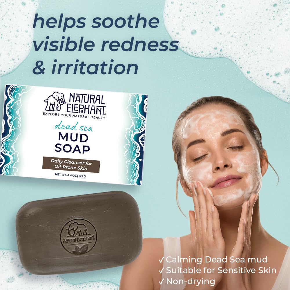 Natural Elephant Dead Sea Mud Soap Bar | Mineral-Rich Face & Body Cleanser with Natural Dead Sea Minerals | 4.4 oz (125 g)