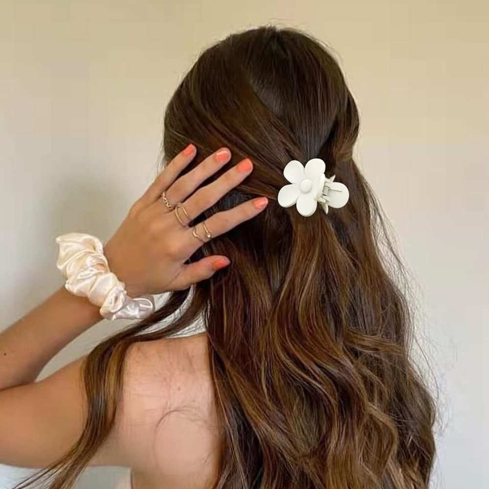 ATODEN Small Flower Hair Accessories: 10Pcs Daisy Claw Clips - 1.6" Matte Tiny Jaw Clips for Thick, Medium and Thin Hair - Cute for Women and Girls