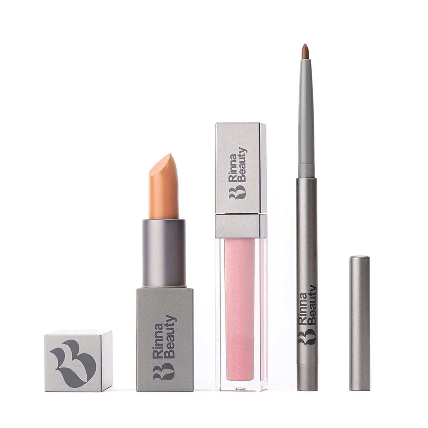 Rinna Beauty Icon Lip Kit - Delilah - All-in-One Lip Kit Includes Lipstick, Lip Gloss, Lip Liner - PINK NUDE look - Anti-Aging, Moisturizing,