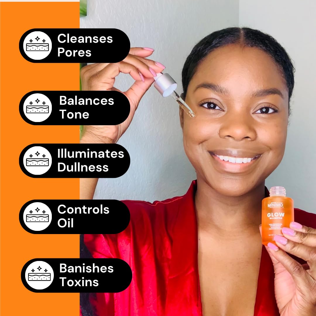 Minimo Glow in a Bottle with Ultra-Concentrated Natural Turmeric Skin Brightening Oil for Dark Spots | Turmeric Facial Repair Serum Cleanses Skin
