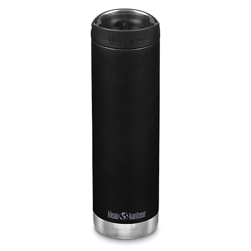 Klean Kanteen TKWide Insulated Coffee Tumbler with Cafe Cap - Stainless Steel & Thermal Tumbler - Black, 20 oz
