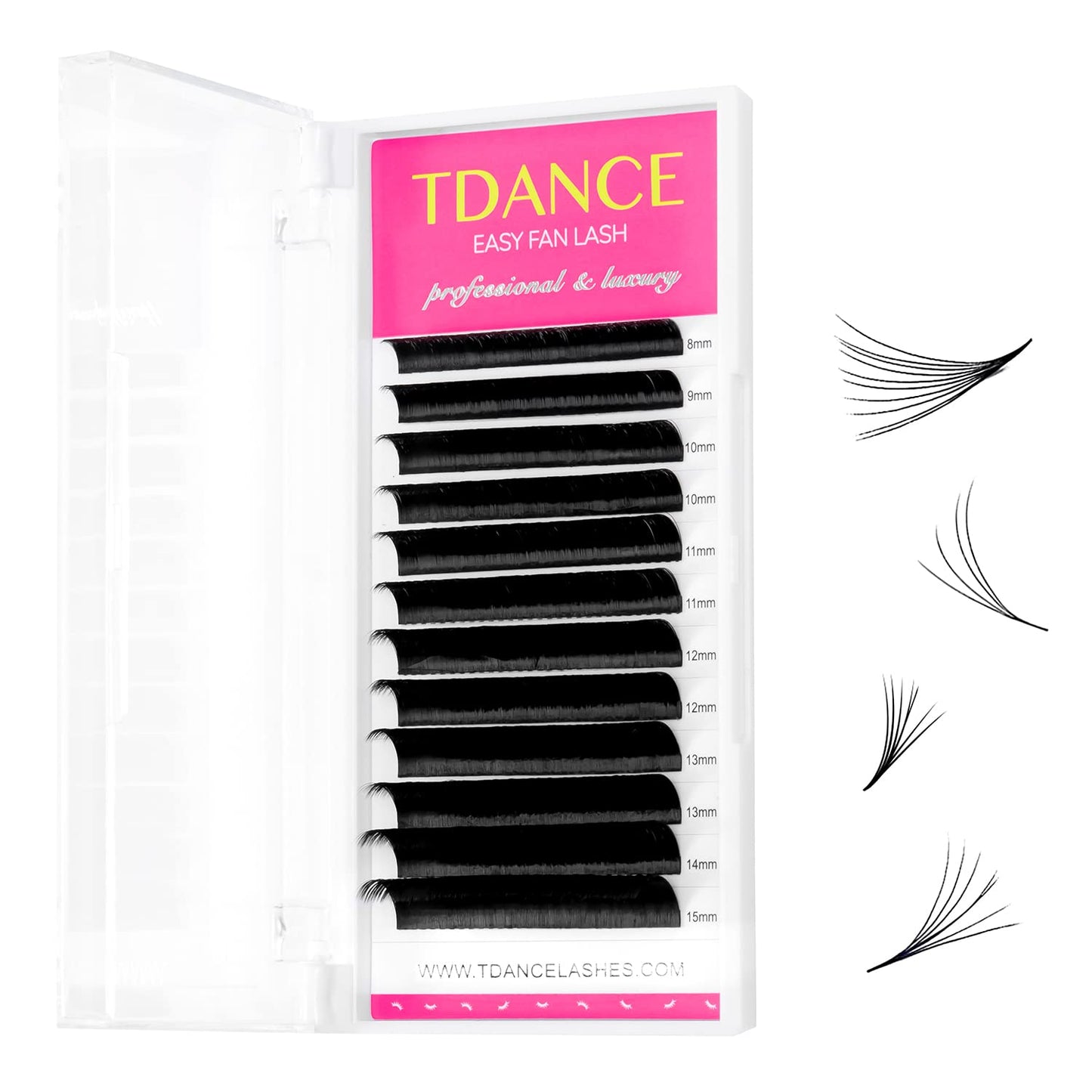 TDANCE Easy Fan Lash Extension Rapid Blooming Volume Eyelash Extensions C CC D DD J B L Curl 0.03-0.12mm Thickness Easy Fan Volume Lashes Self Fanning