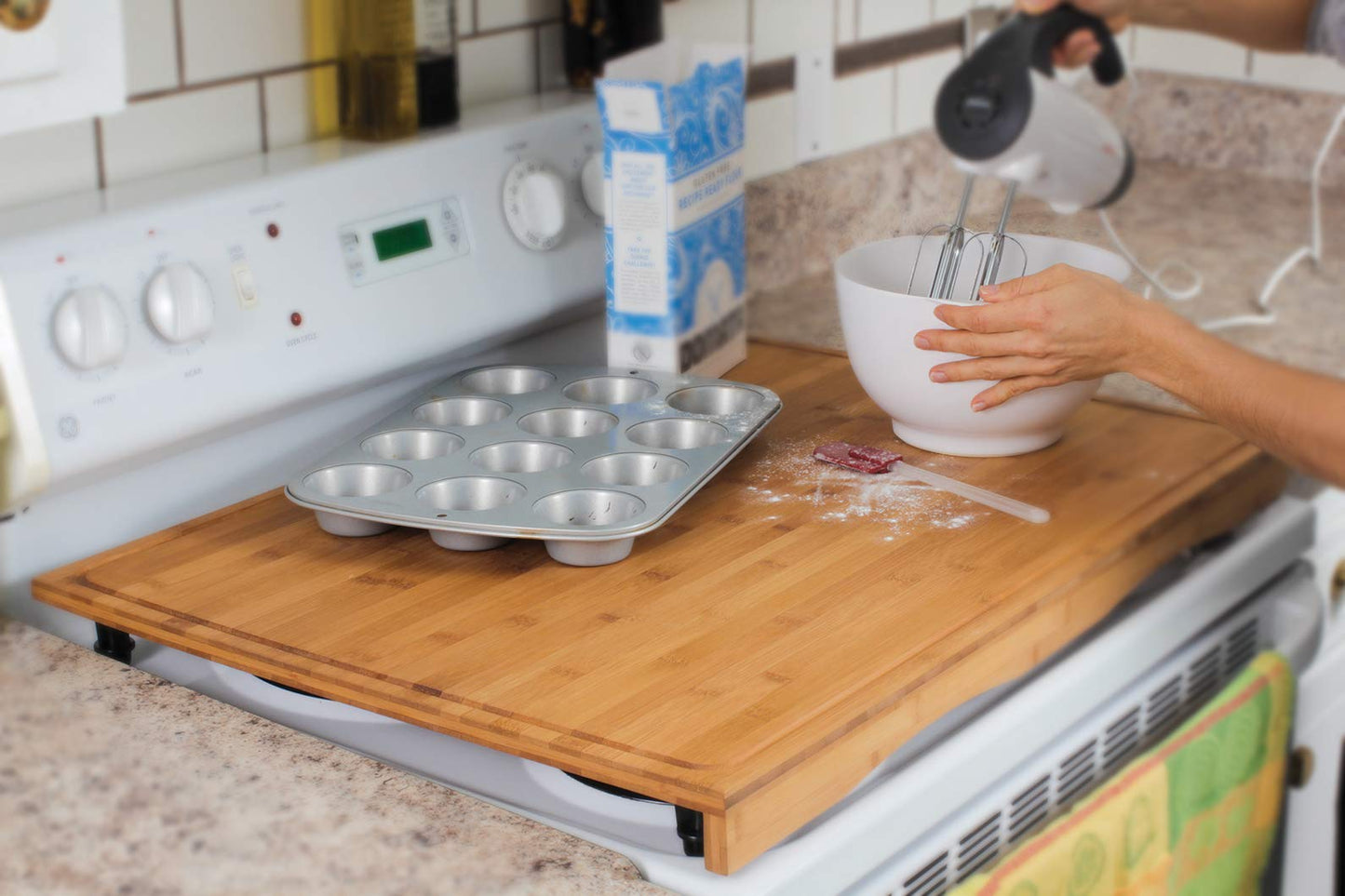 Camco Stove Top Cover - Features Adjustable Legs & Built-In Juice Groove - Crafted of Natural Bamboo - Fits Most Stove Tops & Measures 29.5” (L) x…