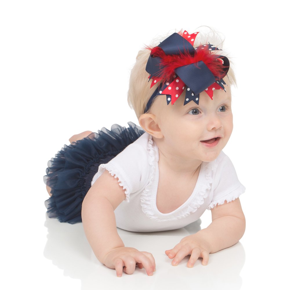 juDanzy Large Red White and Blue Patriotic Hair Bow Clip for Girls