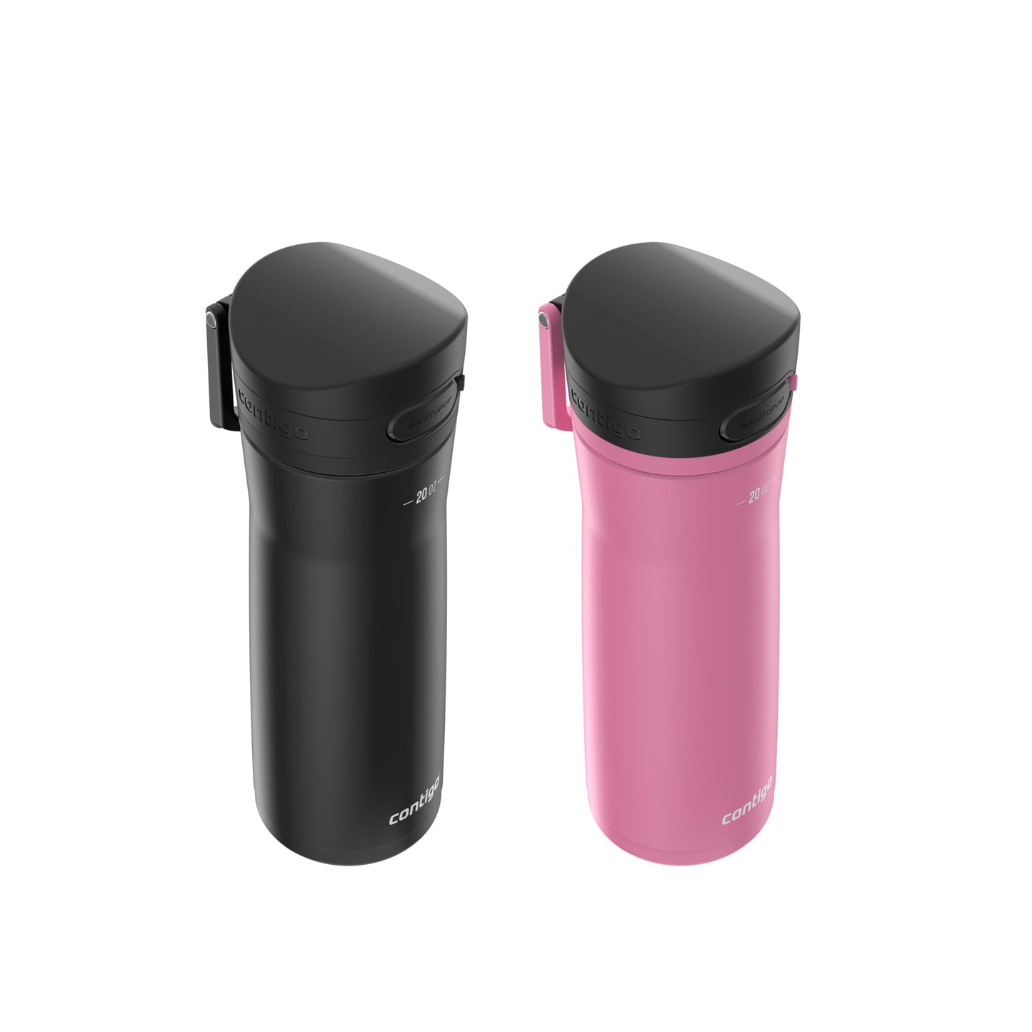 Contigo Jackson Chill 2.0 Water Bottle with Autopop Lid, 20oz, 2-Pack, Pink and Black