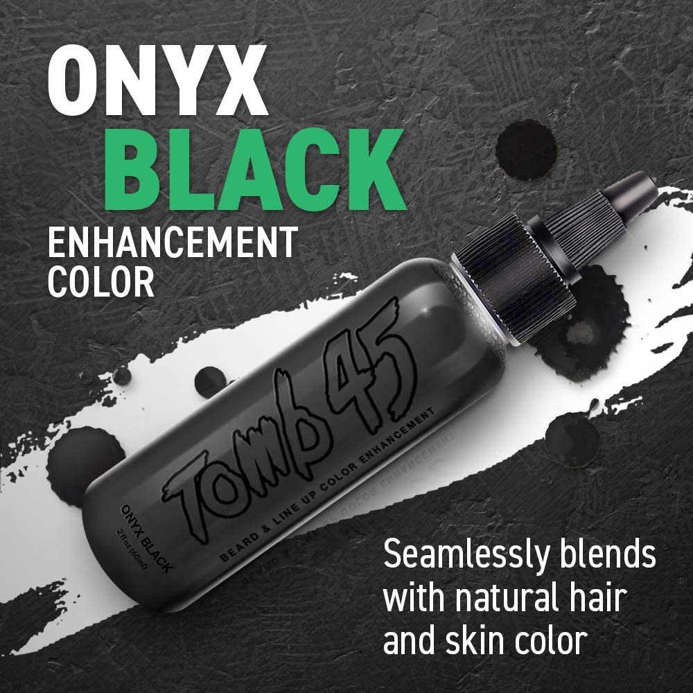 Tomb 45 NO DRIP Enhancement Color (Onyx Black) | Hair Enhancer For Beard & Lineup | Water Resistant Hairline Filler Spray | Barber Beard Liner