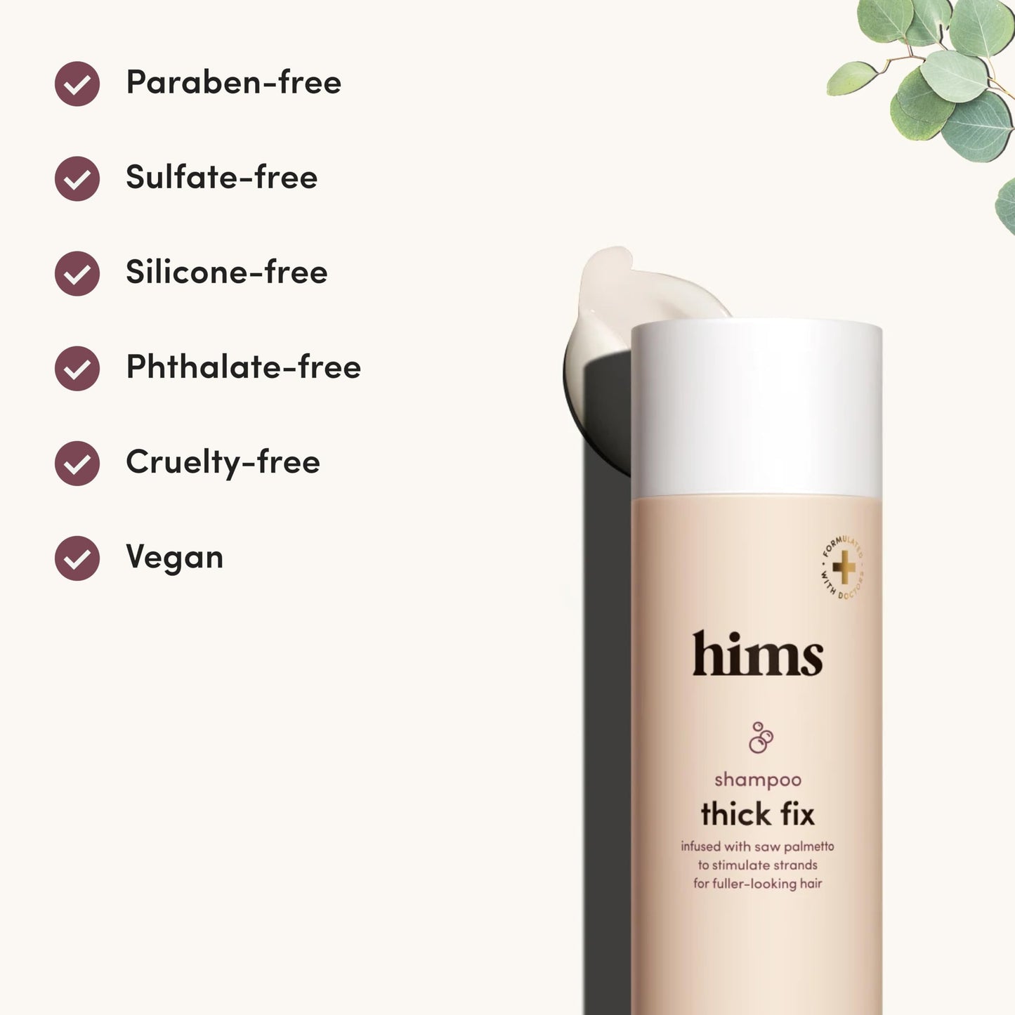 hims Thick Fix Shampoo & Conditioner Set - Saw Palmetto for Healthy Hair Growth & Thickening - Scalp Cleansing - Vegan, Sulfate-Free & Cruelty-Free